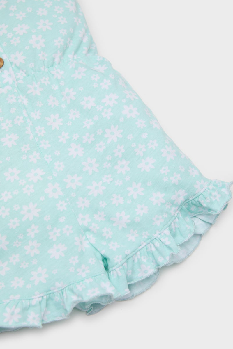 DeFacto Green BabyGirl Baby Girl Patterned Suspender Jumpsuit Casual - Image 3